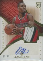 2012 Immaculate Collection #130 Damian Lillard Patch Autograph Basketball Card