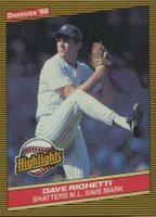 1986 Donruss Highlights #52 Dave Righetti Baseball Card