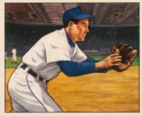 1950 Bowman #240 Eddie Lake Without Copyright Baseball Card