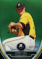 2013 Bowman Platinum Chrome Prospects #4 Gerrit Cole Green Refractor Baseball Card