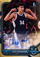 2021 Bowman University Chrome Prospect Autographs #CH Chet Holmgren Gold Lava Refractor Basketball Card
