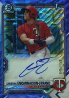 2021 Bowman Draft Chrome Draft Pick Autographs #CDACE Christian Encarnacion-Strand Blue Wave Refractor Baseball Card
