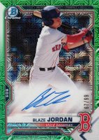 2021 Bowman Mega Box Chrome Autographs #BMABJ Blaze Jordan Green Refractor Baseball Card