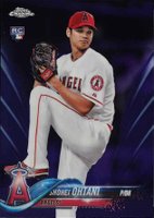 2018 Topps Chrome #150 Shohei Ohtani Pitching-Purple Refractor Baseball Card