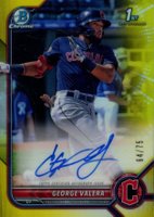 2022 Bowman Chrome Prospect Autographs #CPAGV George Valera Yellow Refractor Baseball Card