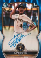 2023 Bowman Chrome Prospect Autographs #CPAAU Abner Uribe Blue Raywave Baseball Card