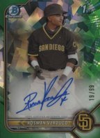 2022 Bowman Chrome Prospect Autographs #CPARV Rosman Verdugo Green Atomic Refractor Baseball Card