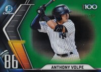 2022 Bowman Chrome Scouts' Top 100 #BTP86 Anthony Volpe Green Refractor Baseball Card
