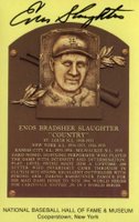 1964 DATE Hall of Fame Yellow Plaque Postcard # Enos Slaughter Baseball Card