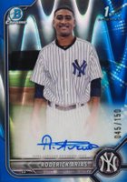 2022 Bowman Chrome Prospect Autographs #CPARA Roderick Arias Blue Raywave Refractor Baseball Card