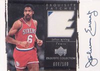 2003 Upper Deck Exquisite Collection Autograph Patches #AP-JE Julius Erving Basketball Card