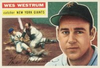 1956 Topps #156w Wes Westrum White Back Baseball Card