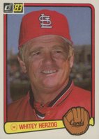 1983 Donruss #530 Whitey Herzog One yellow box on back Baseball Card
