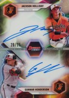 2023 Bowman's Best Dual Autographs #DAHH Gunnar Henderson/Jackson Holliday Baseball Card