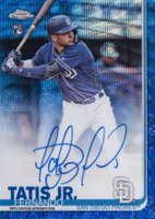 2019 Topps Chrome Rookie Autographs #RA-FT Fernando Tatis Jr. Blue Wave Refractor Baseball Card