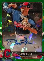 2018 Bowman Chrome Prospects Autographs #BCPASB Shane Bieber Green Atomic Baseball Card