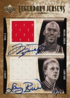 2001 Upper Deck Legends Legendary Jerseys #MJ/LB-AJ Larry Bird/Michael Jordan Autograph Basketball Card