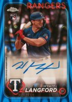 2024 Topps Chrome Update Chrome Baseball Update Series Autographs #ACWL Wyatt Langford Blue Raywave Baseball Card