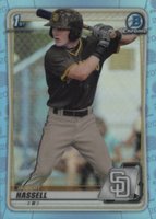 2020 Bowman Draft #BD39 Robert Hassell Chrome-Sky Blue Refractor Baseball Card