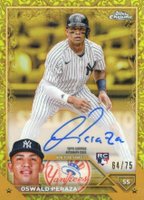 2023 Topps Gilded Collection Topps Chrome Gold Etch Autographs #CGAOP Oswald Peraza Yellow Baseball Card