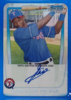 2011 Bowman Chrome Prospects #BCP82 Jurickson Profar Blue Refractor-Autograph Baseball Card