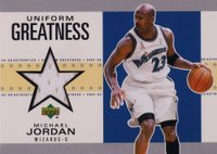 2002 Upper Deck Authentics Uniform Greatness #MJ-U Michael Jordan Basketball Card