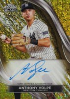 2024 Topps Chrome Black Autographs #AV Anthony Volpe Gold Mini Diamond Refractor Baseball Card
