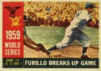 1960 Topps #387 World Series Game #3 Furillo Breaks Up Game Baseball Card