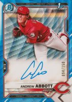2021 Bowman Draft Chrome Draft Pick Autographs #CDAAA Andrew Abbott Blue Wave Refractor Baseball Card