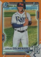 2021 Bowman Chrome Prospects #BCP238 Carlos Colmenarez Orange Refractor-25 Baseball Card