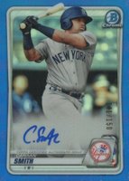 2020 Bowman Chrome Prospect Autographs #CPACS Canaan Smith Blue Refractor Baseball Card