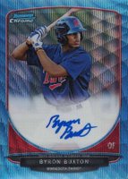 2013 Bowman Prospect Autograph #BCPBB Byron Buxton Chrome-Blue Wave Refractor Baseball Card