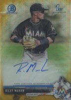 2017 Bowman Draft Chrome Draft Picks Autographs  #CDARM Riley Mahan Gold Wave Refractor Baseball Card