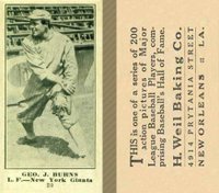 1916 Weil Baking Co. #20 Geo. J. Burns New York Baseball Card