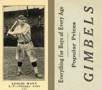 1916 Gimbels #111 Leslie Mann Baseball Card