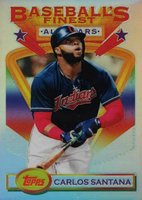 2020 Finest Flashbacks #87 Carlos Santana Refractor Baseball Card