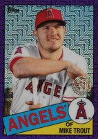 2020 Topps Silver Pack 1985 Chrome Promo #1 Mike Trout Purple Refractor Baseball Card