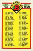 1989 Bowman Tiffany #482 Checklist 122-242 Baseball Card