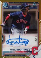 2021 Bowman Chrome Prospect Autographs #CPAAMA Angel Martinez Gold Refractor Baseball Card