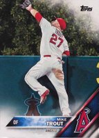 2016 Topps #1 MIke Trout White Uniform, Jumping Baseball Card