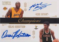 2010 Playoff National Treasures Champions Signatures Quads #8 Kobe Bryant/Oscar Robertson/Magic Johnson/Rajon Rondo Basketball Card