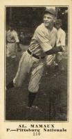 1916 Sporting News #110 Al. Mamaux Blank Back Baseball Card