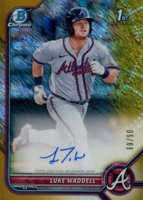 2022 Bowman Chrome Prospect Autographs #CPALW Luke Waddell Gold Shimmer Refractor Baseball Card