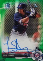 2017 Bowman Chrome Prospect Autograph #LA Luis Arraez Green Refractor Baseball Card