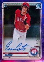 2020 Bowman Draft Chrome Draft Picks Autographs #CDAEC Evan Carter Purple Refractor Baseball Card