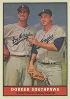 1961 Topps #207 Dodger Southpaws Baseball Card