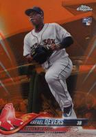 2018 Topps Chrome #25 Rafael Devers Coming Out of Dugout-Orange Refractor Baseball Card