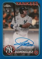 2024 Topps Chrome Rookie Autographs #RAJDZ Jasson Dominguez Blue Refractor Baseball Card
