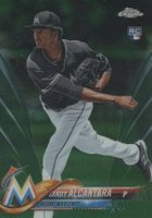 2018 Topps Chrome #128 Sandy Alcantara Green Refractor Baseball Card
