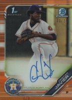 2019 Bowman Chrome Prospects Autographs #CPACJ Cristian Javier Orange Refractor Baseball Card